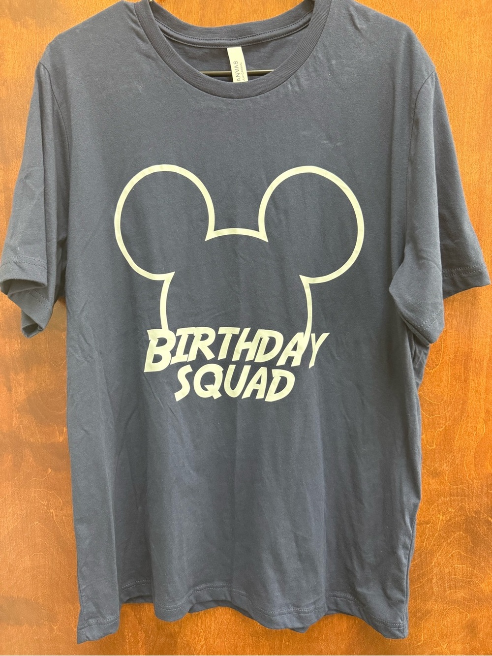 Mickey Outline Birthday Squad Graphic Tee - Navy with White Print - size XL